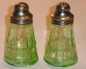 Green Doric Salt and Pepper Shakers