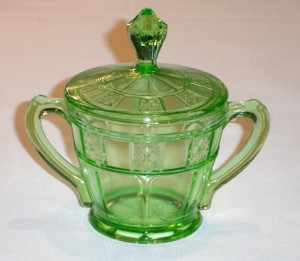 Green Doric Covered Sugar Bowl